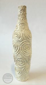 Tall White Vase with Rose Texture